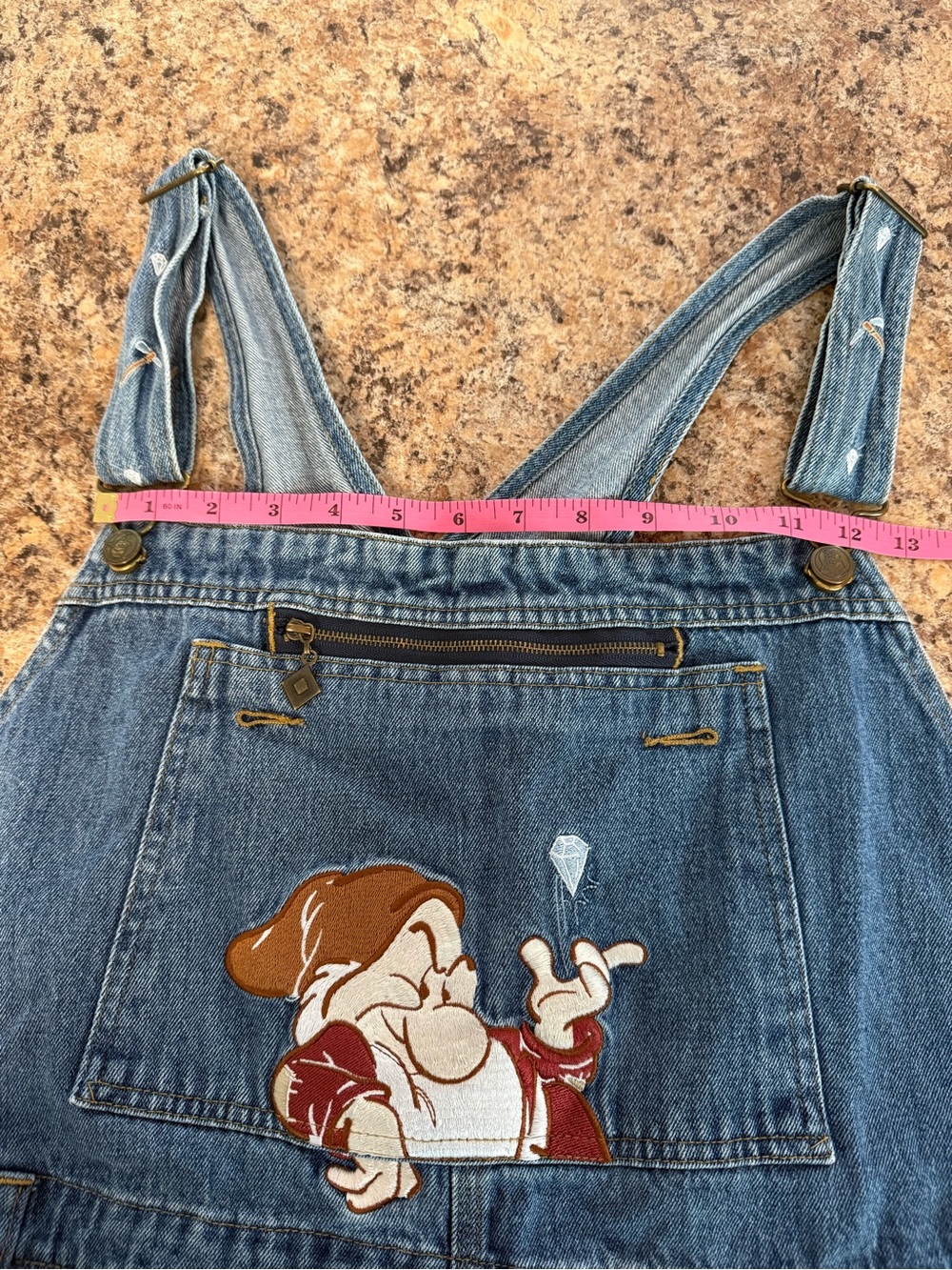 Rare Vintage Disney Catalog Grumpy Dwarf Denim Overalls Size 2XL 90s Nostalgia - Picture 6 of 10